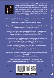 Back cover of my book 'In Harmony'